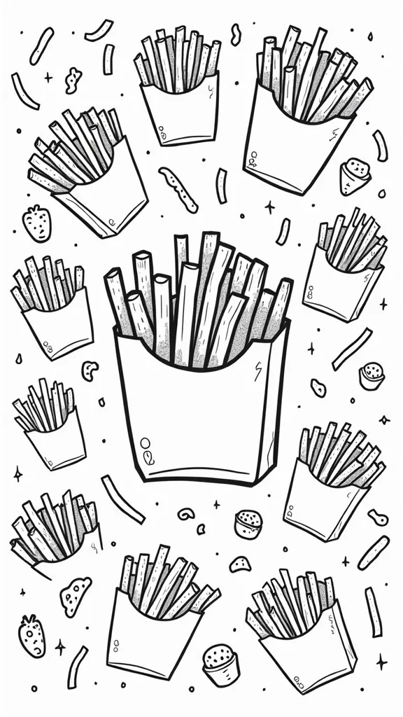 french fries coloring page